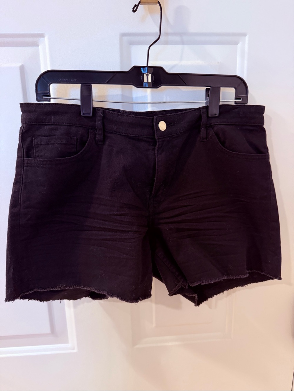 H&M Black Denim Cutoff Shorts with Raw Hem